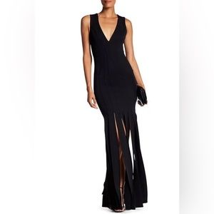 Zac Posen Melody Sleeveless Ponte Column Slits Gown Black size 2